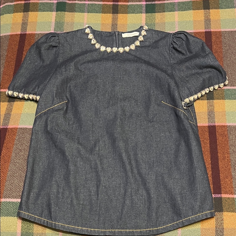 Zimmermann Dark Blue Top with Crystal Embellishments